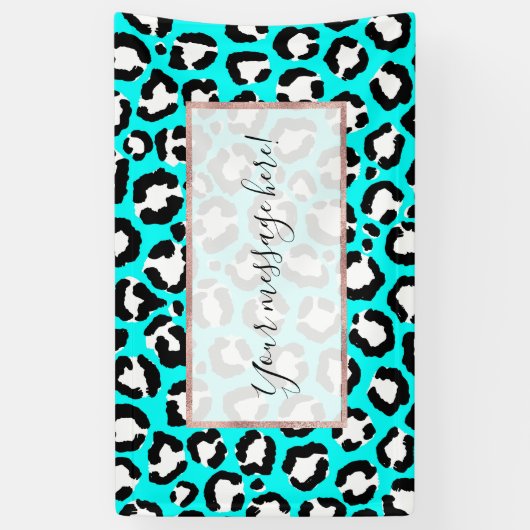 Artsy Modern Cyan Blue Leopard Animal Print Spandoek (Verticaal)