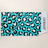 Artsy Modern Cyan Blue Leopard Animal Print Strandlaken (Voorkant)