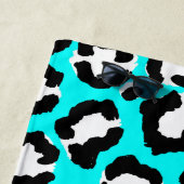 Artsy Modern Cyan Blue Leopard Animal Print Strandlaken (In situ)