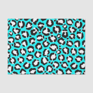 Artsy Modern Cyan Blue Leopard Animal Print Tissuepapier