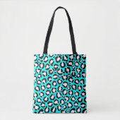 Artsy Modern Cyan Blue Leopard Animal Print Tote Bag (Voorkant)