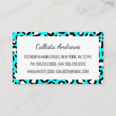 Artsy Modern Cyan Blue Leopard Animal Print Visitekaartje (Achterkant)