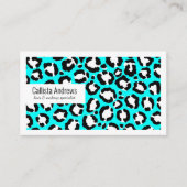 Artsy Modern Cyan Blue Leopard Animal Print Visitekaartje (Voorkant)