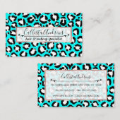 Artsy Modern Cyan Blue Leopard Animal Print Visitekaartje (Voorkant / Achterkant)