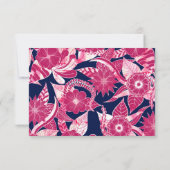 Artsy Modern Fuschia Navy Acryl Floral Leaves Save The Date (Achterkant)