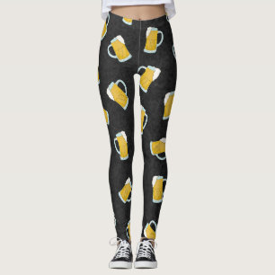 Artsy Modern Geel Zwart Waterverf Biersteins Leggings