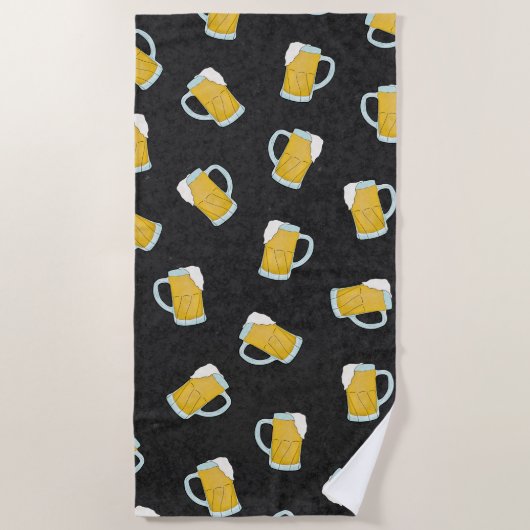 Artsy Modern Geel Zwart Waterverf Biersteins Strandlaken (Voorkant)