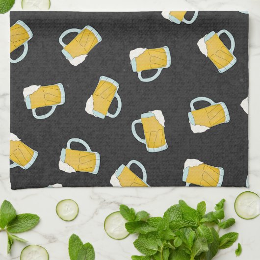 Artsy Modern Geel Zwart Waterverf Biersteins Theedoek (Gevouwen)