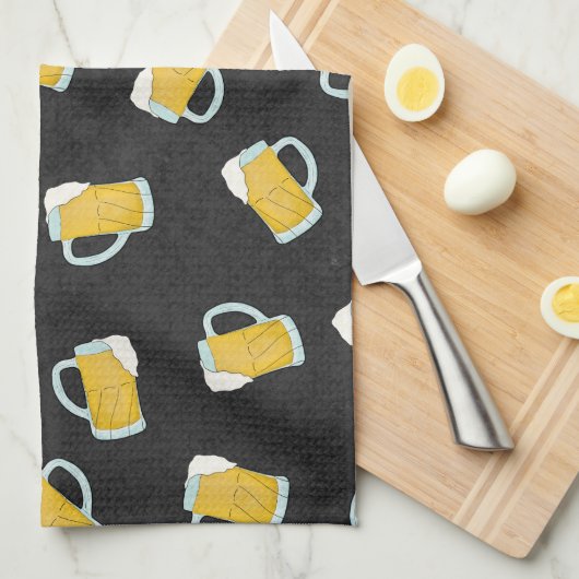 Artsy Modern Geel Zwart Waterverf Biersteins Theedoek (Quarter Fold)