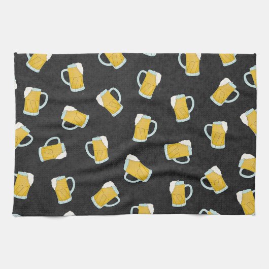 Artsy Modern Geel Zwart Waterverf Biersteins Theedoek (Horizontaal)