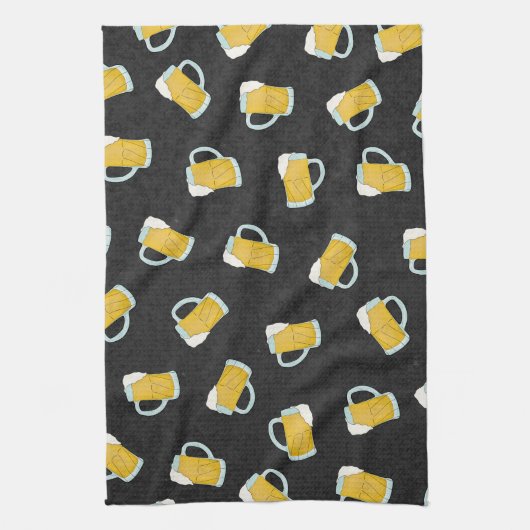 Artsy Modern Geel Zwart Waterverf Biersteins Theedoek (Verticaal)