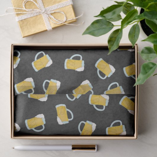 Artsy Modern Geel Zwart Waterverf Biersteins Tissuepapier (Geschenk)