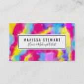Artsy Modern Neon Colorful Rainbow Waterverf Visitekaartje (Voorkant)