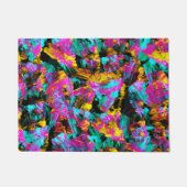 Artsy Modern Neon Colors Black Abstracte verfkunst Deurmat (Voorkant)