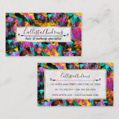 Artsy Modern Neon Colors Black Abstracte verfkunst Visitekaartje (Voorkant / Achterkant)