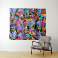 Artsy Modern Neon Colors Black Abstracte verfkunst