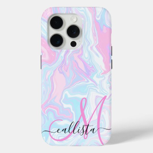 Artsy Modern Pink Blue Marble Swirl Patroon Case-Mate iPhone Case (Achterkant)
