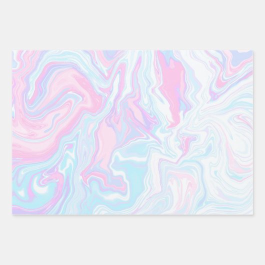 Artsy Modern Pink Blue Marble Swirl Patroon Inpakpapier Vel (Voorkant 2)