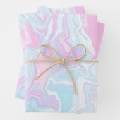Artsy Modern Pink Blue Marble Swirl Patroon Inpakpapier Vel (In situ)