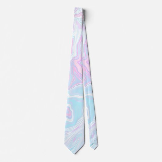 Artsy Modern Pink Blue Marble Swirl Patroon Stropdas (Voorkant)