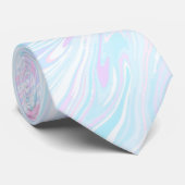 Artsy Modern Pink Blue Marble Swirl Patroon Stropdas (Opgerold)