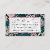 Artsy Modern Roos Gold Emerald Green Flowers Afsprakenkaartje (Achterkant)