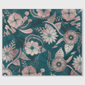 Artsy Modern Roos Gold Emerald Green Flowers Cadeaupapier (Vlak)