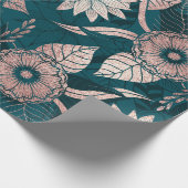 Artsy Modern Roos Gold Emerald Green Flowers Cadeaupapier (Hoek)