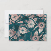 Artsy Modern Roos Gold Emerald Green Flowers Save The Date (Achterkant)