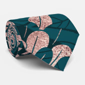 Artsy Modern Roos Gold Emerald Green Flowers Stropdas (Opgerold)