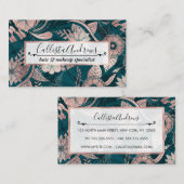 Artsy Modern Roos Gold Emerald Green Flowers Visitekaartje (Voorkant / Achterkant)
