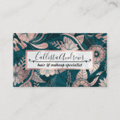Artsy Modern Roos Gold Emerald Green Flowers Visitekaartje (Voorkant)