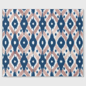 Artsy Modern Roos Gold Navy Blue Ikat Geo Cadeaupapier (Vlak)