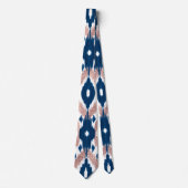 Artsy Modern Roos Gold Navy Blue Ikat Geo Stropdas (Voorkant)