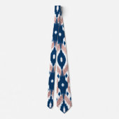 Artsy Modern Roos Gold Navy Blue Ikat Geo Stropdas (Achterkant)