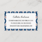 Artsy Modern Roos Gold Navy Blue Ikat Geo Visitekaartje (Achterkant)