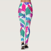 Artsy Modern Roze Blauwgroen Paarse borstelnaald C Leggings (Achterkant)