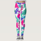 Artsy Modern Roze Blauwgroen Paarse borstelnaald C Leggings (Voorkant)