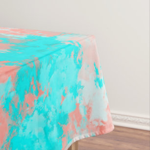 Artsy Modern Summer Coral Oranje Aqua Abstract Tafelkleed