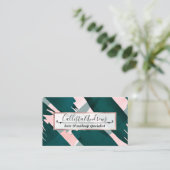 Artsy Moderne Emerald Groen Roze Penseelstreken Visitekaartje (Staand voorkant)
