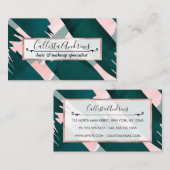 Artsy Moderne Emerald Groen Roze Penseelstreken Visitekaartje (Voorkant / Achterkant)