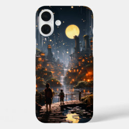 Artsy Moon Scene Telefoonhoesje iPhone 16 Plus Hoesje