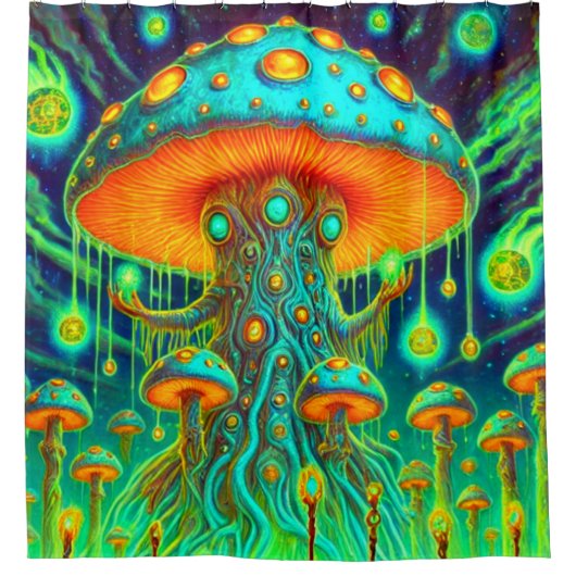 Artsy Mushroom Design Douchegordijn (Voorkant)