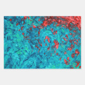 Artsy Neon Oranje Blauwgroen groen acrylverf Inpakpapier Vel (Voorkant 3)