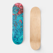 Artsy Neon Oranje Blauwgroen groen acrylverf Persoonlijk Skateboard (Voorkant)