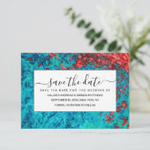 Artsy Neon Oranje Blauwgroen groen acrylverf Save The Date (Staand voorkant)