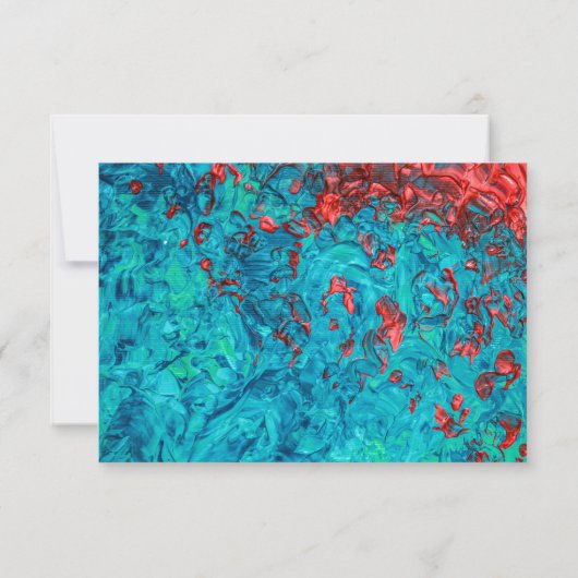 Artsy Neon Oranje Blauwgroen groen acrylverf Save The Date (Achterkant)