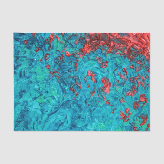 Artsy Neon Oranje Blauwgroen groen acrylverf Tissuepapier (Voorkant)