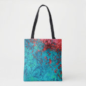 Artsy Neon Oranje Blauwgroen groen acrylverf Tote Bag (Voorkant)