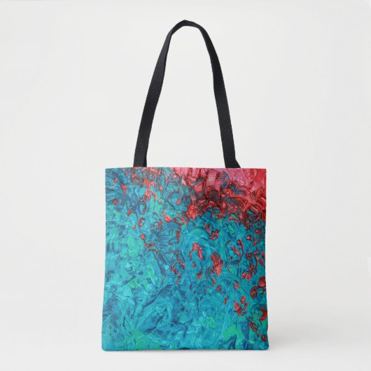 Artsy Neon Oranje Blauwgroen groen acrylverf Tote Bag (Voorkant)